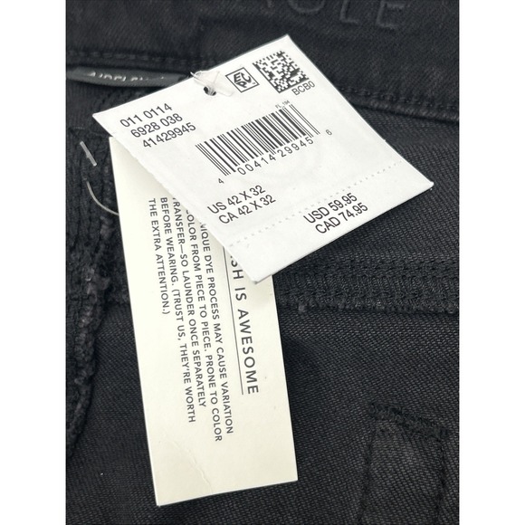 American Eagle Athletic Skinny Jeans Mens 42x32  Airflex+ Destroyed Black Denim - Picture 4 of 11